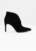 Other Stories Front Cut Suede Boots - Black