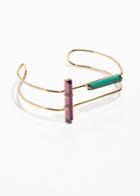Other Stories Tubular Wire Cuff With Gems - Green