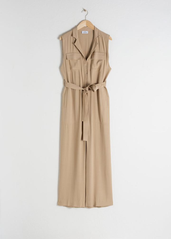 Other Stories Belted Sleeveless Jumpsuit - Beige