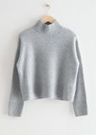 Other Stories Cropped Mock Neck Sweater - Grey