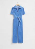 Other Stories Belted Corduroy Jumpsuit - Blue