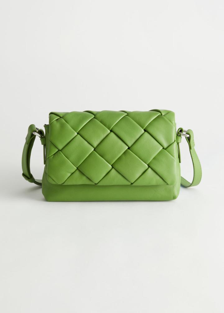 Other Stories Braided Leather Crossbody Bag - Green