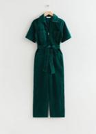 Other Stories Belted Corduroy Jumpsuit - Green