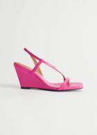 Other Stories Strappy Heeled Leather Wedge Sandals - Pink
