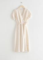 Other Stories Pointelle Knit Midi Wrap Dress - White