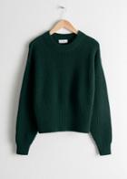 Other Stories Long Rib Cropped Sweater - Green