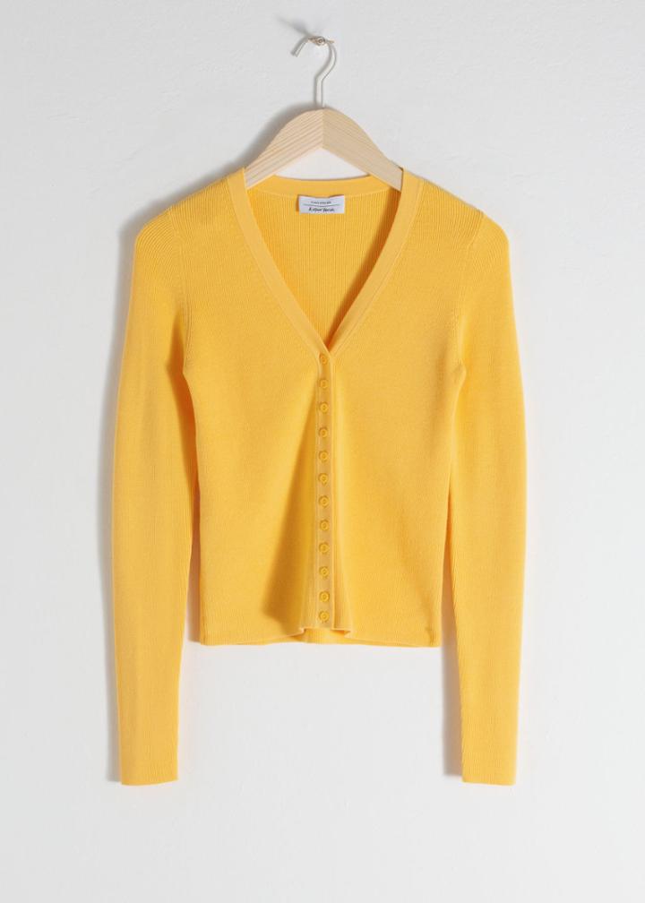 Other Stories Fitted Ribbed Cardigan - Yellow