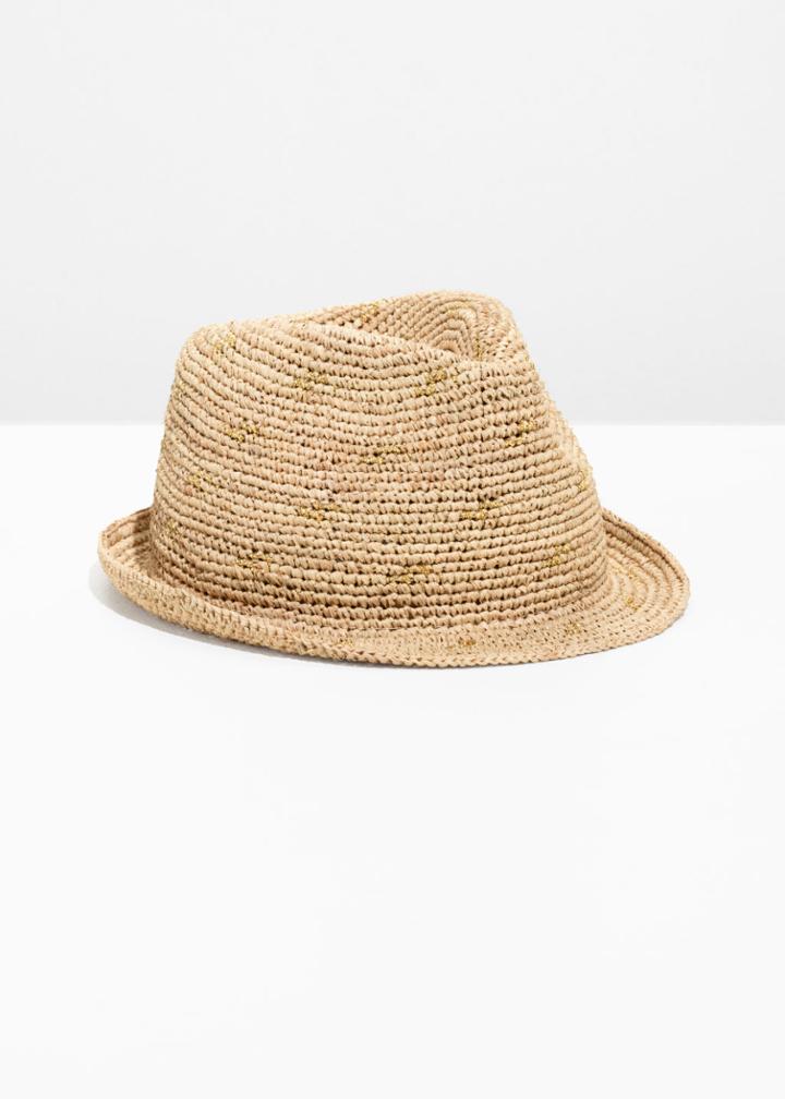 Other Stories Woven Straw Fedora - Beige