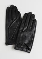 Other Stories Star Perforated Leather Gloves - Black