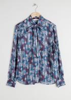 Other Stories Printed Pussy Bow Blouse - Blue