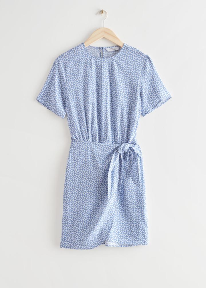 Other Stories Knot Detail Mini Dress - Blue