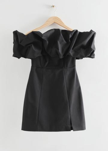 Other Stories Off-shoulder Ruffled Mini Dress - Black