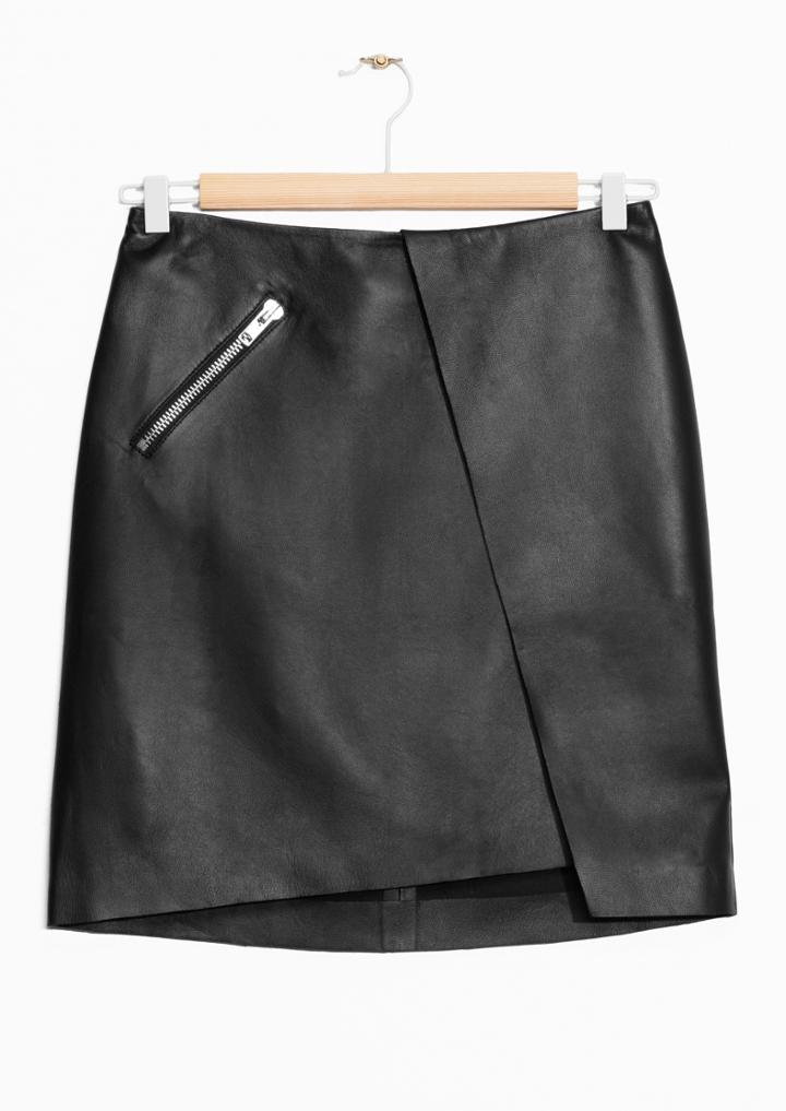 Other Stories Asymmetric Leather Skirt