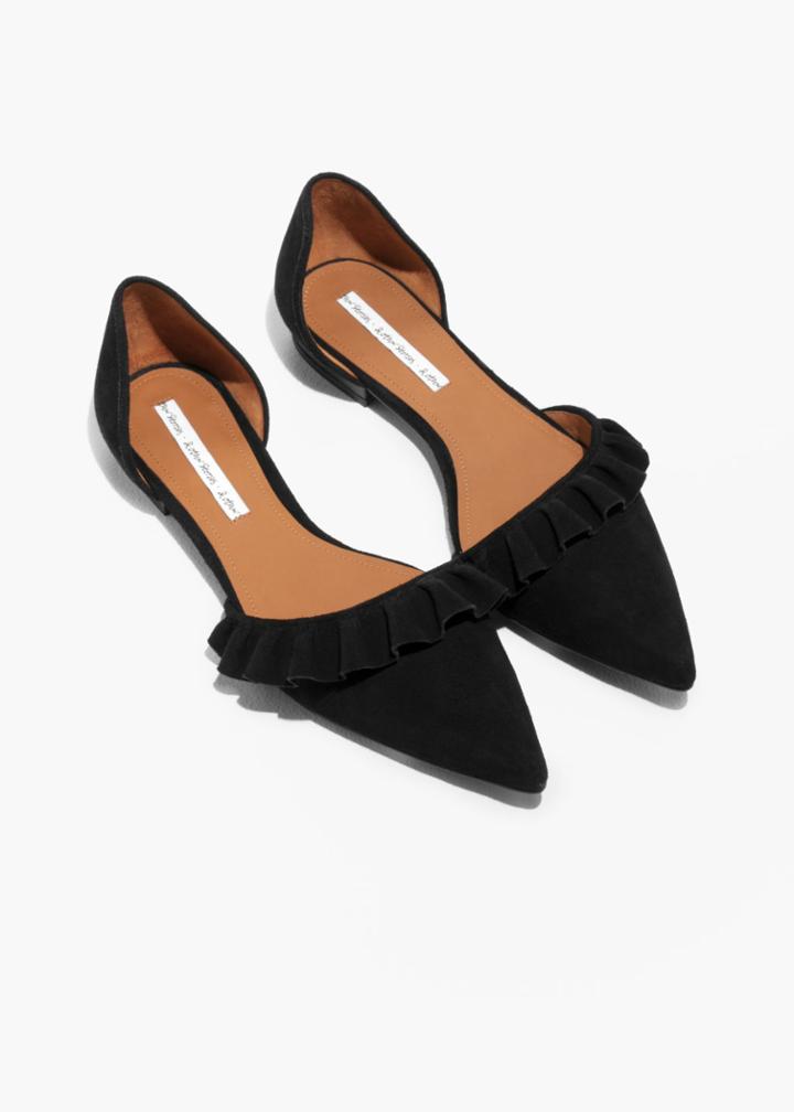 Other Stories Frilled D'orsay Ballet Flat - Black