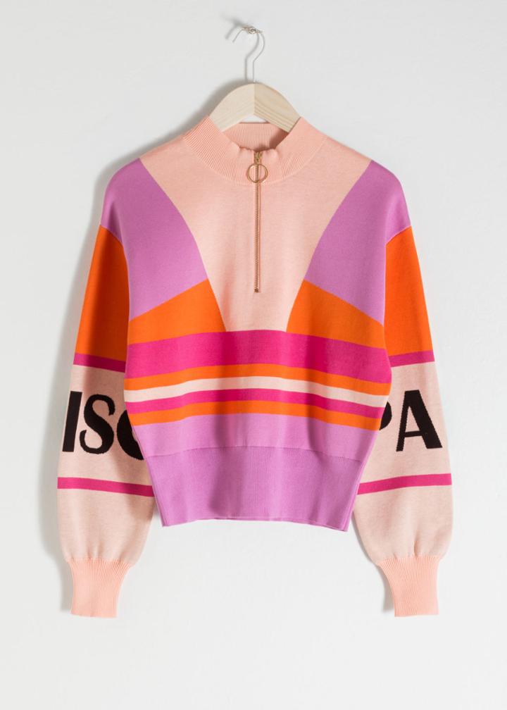 Other Stories Colourblock Zip Pullover - Pink