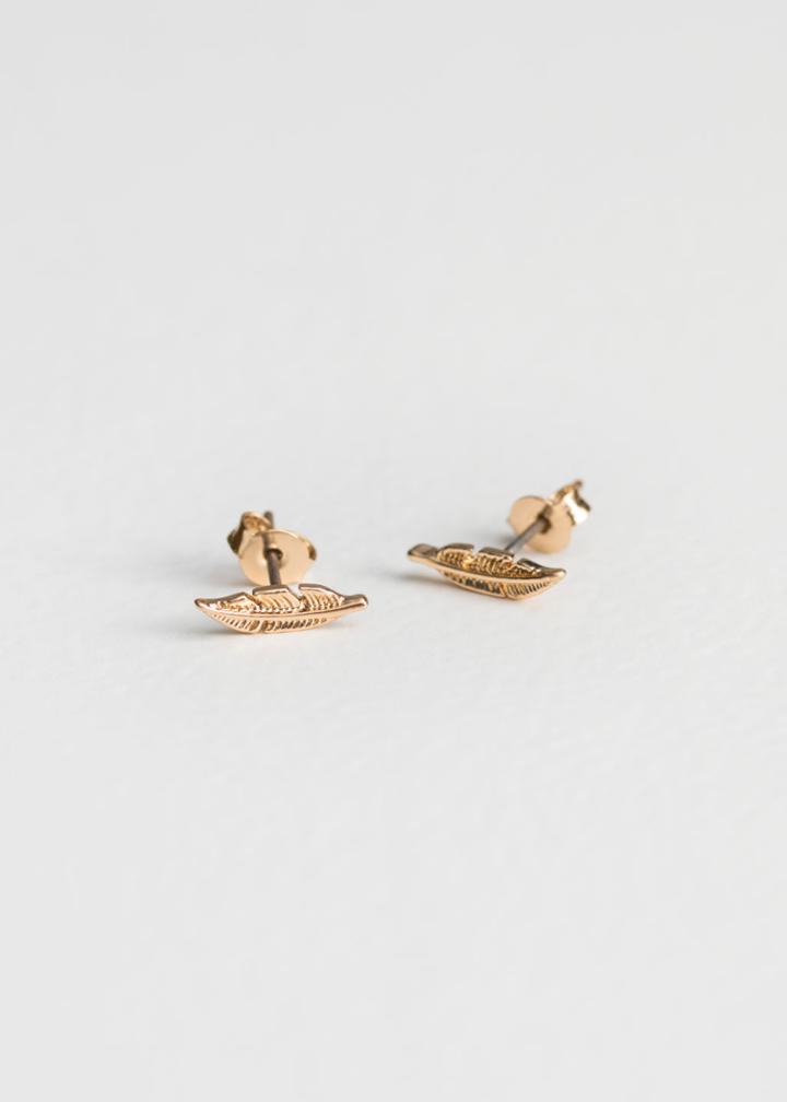 Other Stories Leaf Studs - Gold