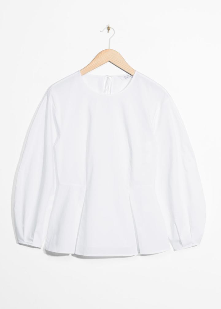 Other Stories Puff Sleeve Peplum Blouse - White