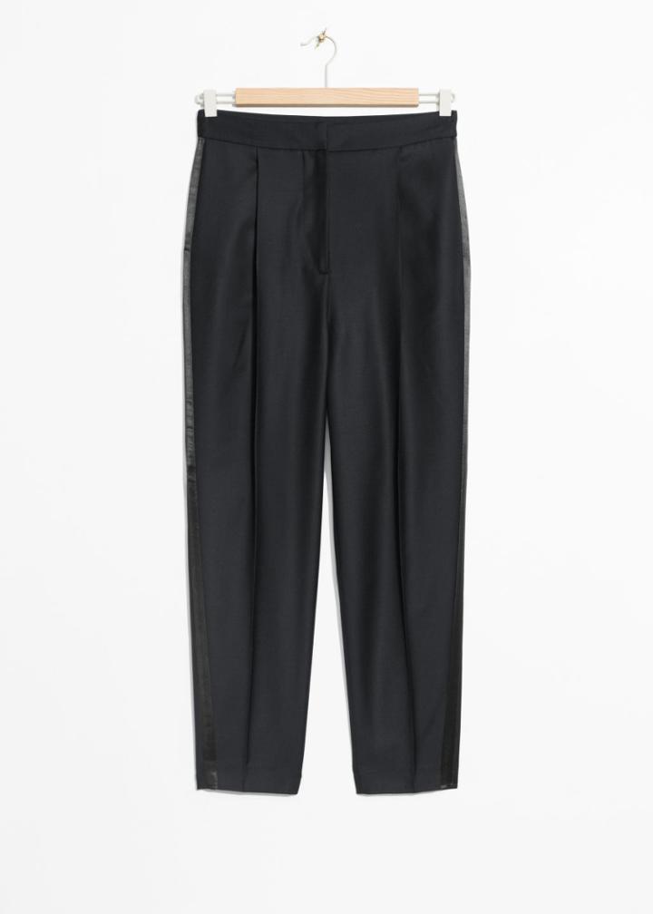 Other Stories Side Satin Panel Trousers - Black