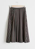 Other Stories Striped Satin A-line Skirt - Black