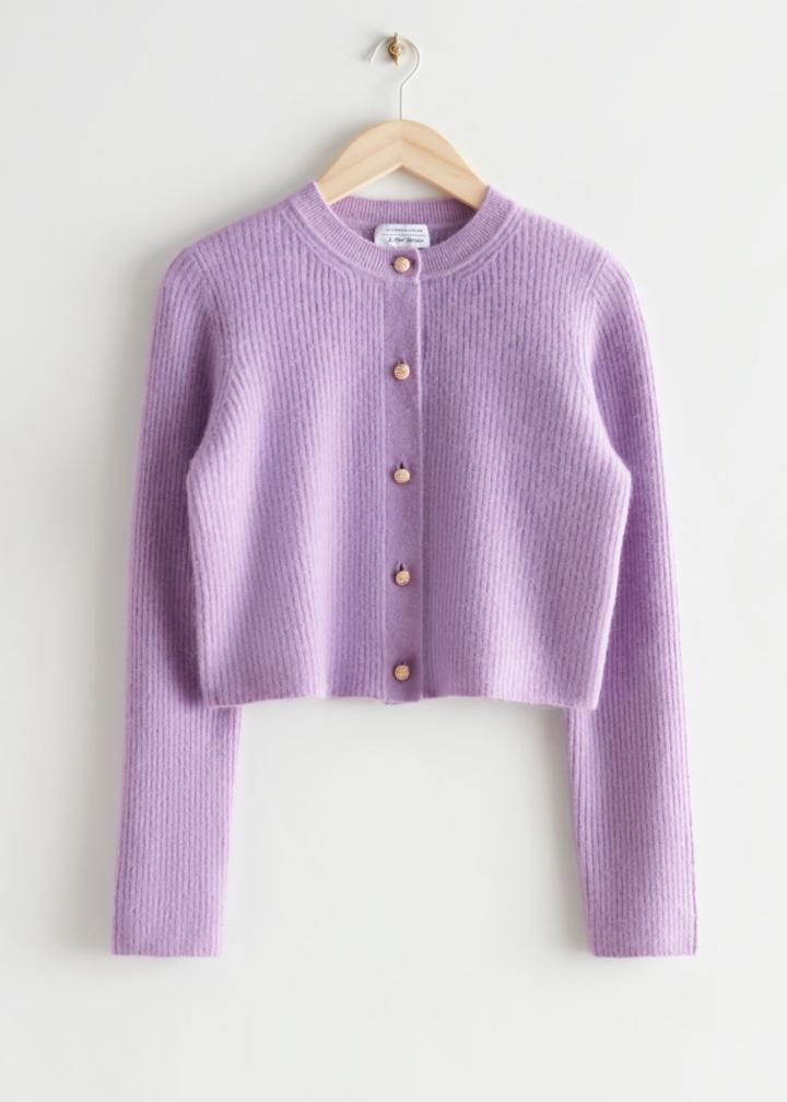 Other Stories Boxy Knit Cardigan - Purple