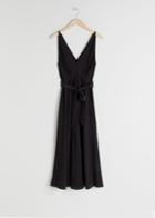 Other Stories Belted Silk Midi Dress - Black