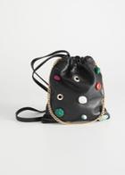 Other Stories Drawstring Leather Pouch Clutch - Black