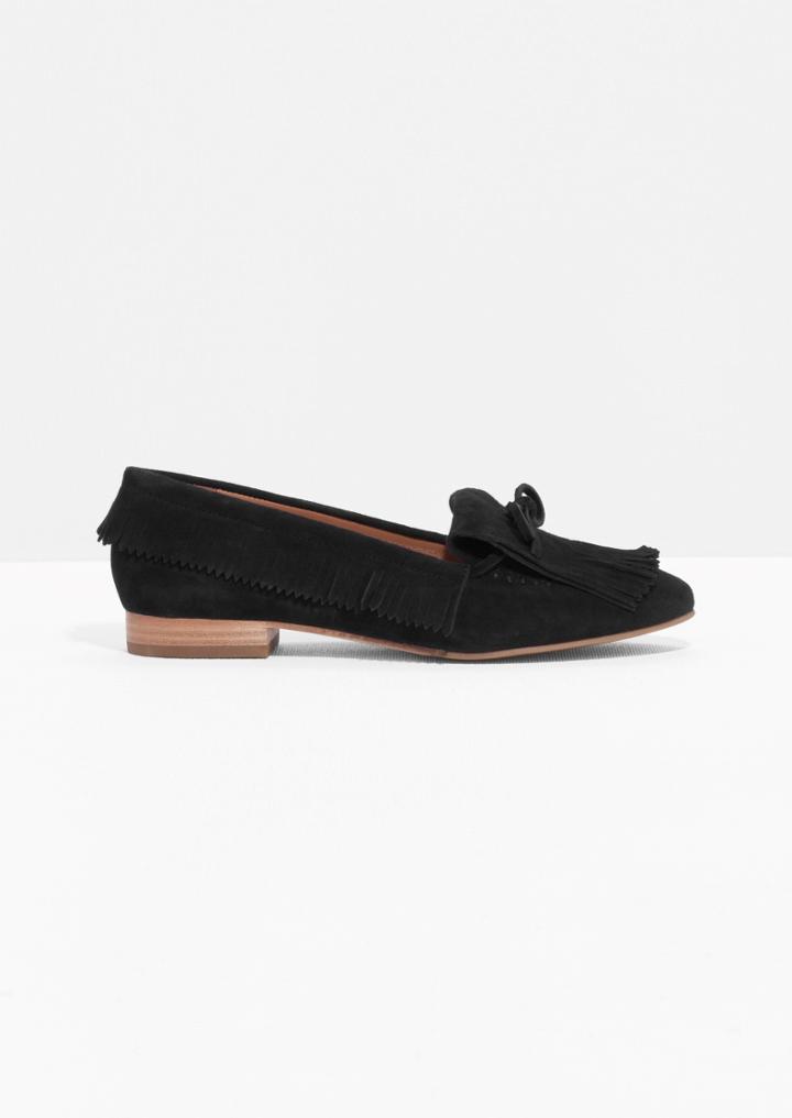 Other Stories Fringed Suede Slippers