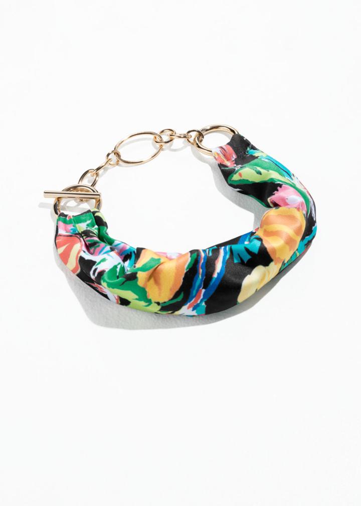 Other Stories Tropical Wrap Scarf Bracelet - Black