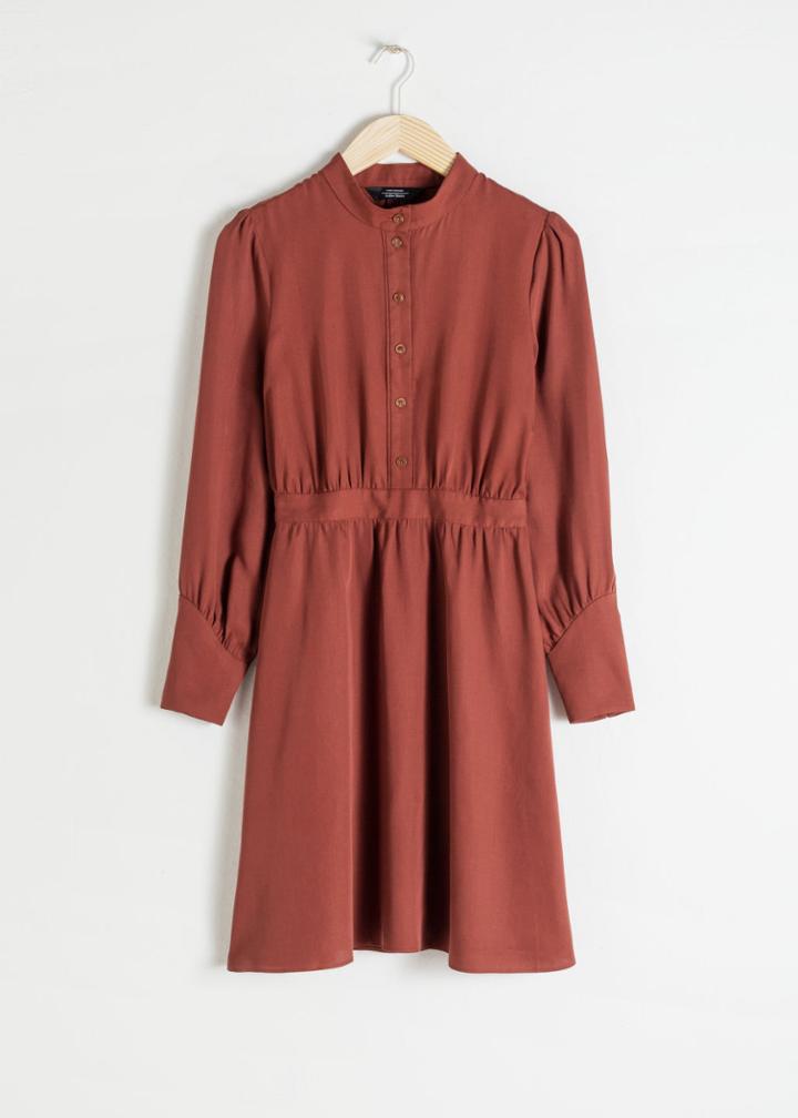 Other Stories Button Up Printed Dress - Orange