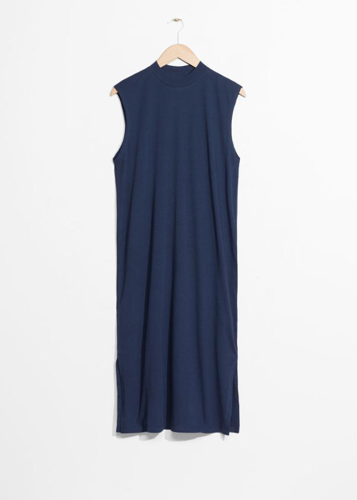 Other Stories Rib Neck Dress - Blue