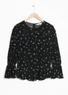 Other Stories Cinched Power Sleeve Blouse - Black