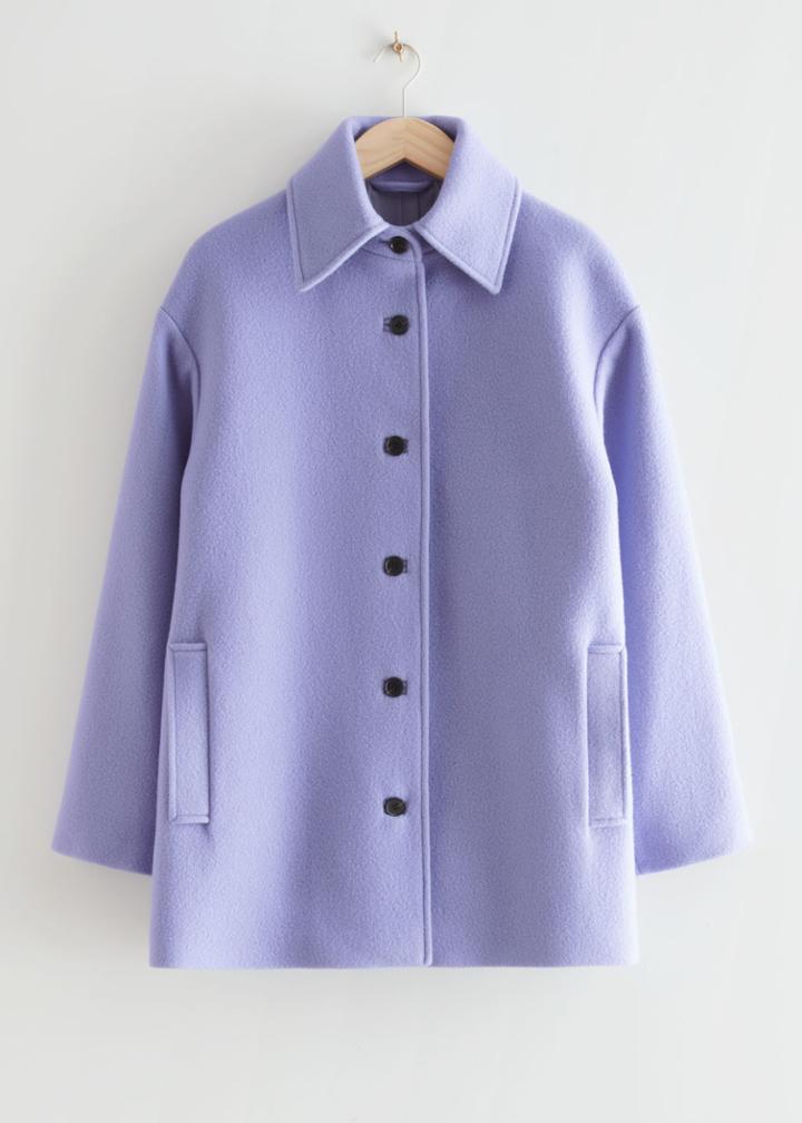 Other Stories Buttoned Wool Coat - Purple