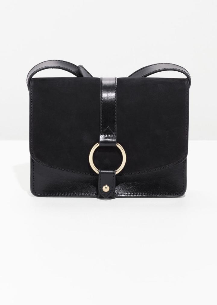 Other Stories Gold Ring Leather Bag - Black