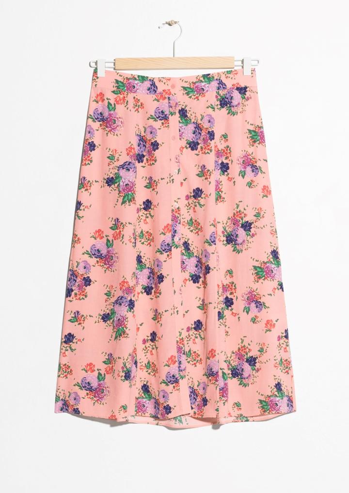 Other Stories Floral Print Midi Skirt