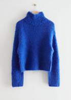 Other Stories Fuzzy Turtleneck Knit Jumper - Blue