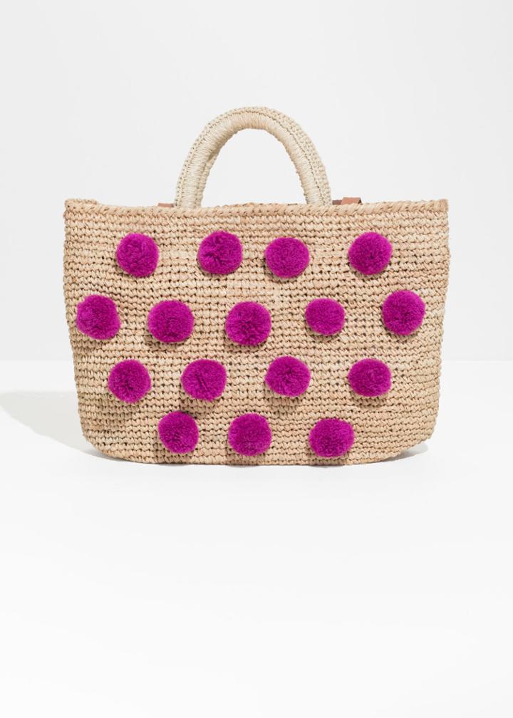 Other Stories Embellished Woven Tote - Beige