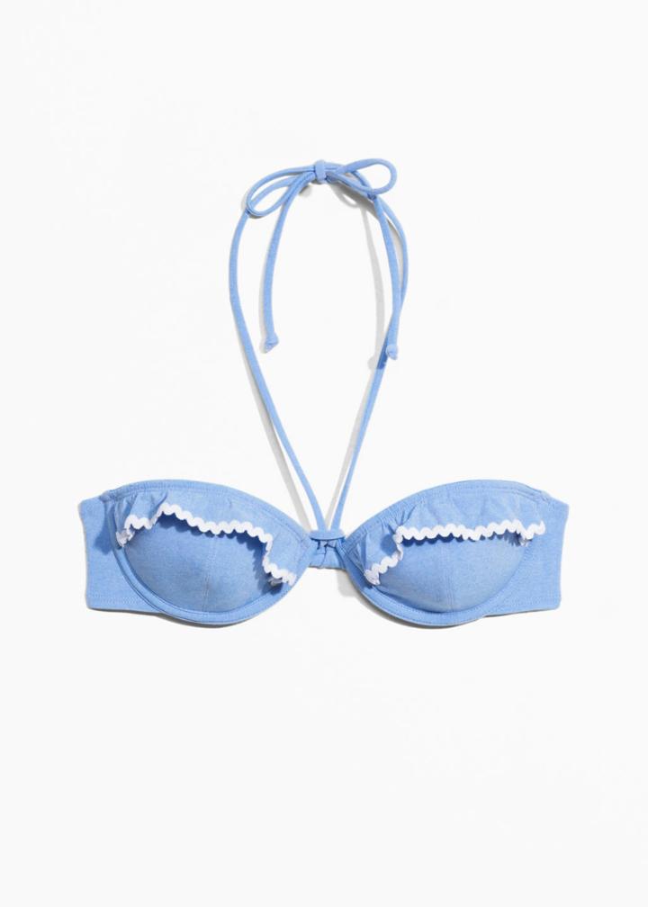 Other Stories Frill Wire Bikini Top - Blue