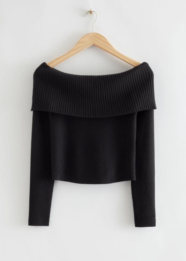 Other Stories Off-shoulder Knit Top - Black