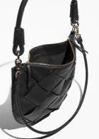 Other Stories Braided Leather Round Hobo - Black