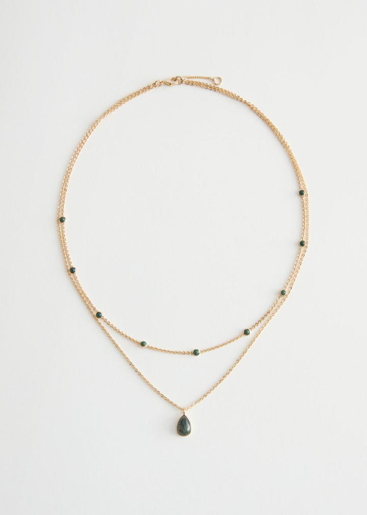Other Stories Duo Layered Pendant Necklace - Green