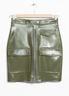 Other Stories Utilitarian Patent Leather Skirt - Green