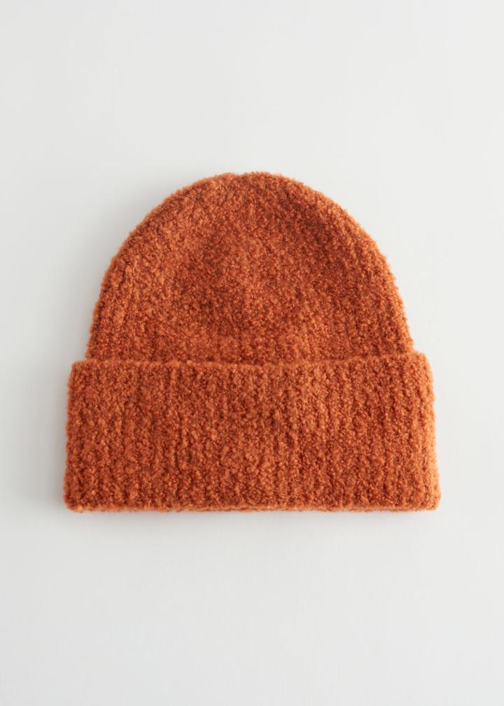 Other Stories Chunky Boucl Knit Beanie - Orange