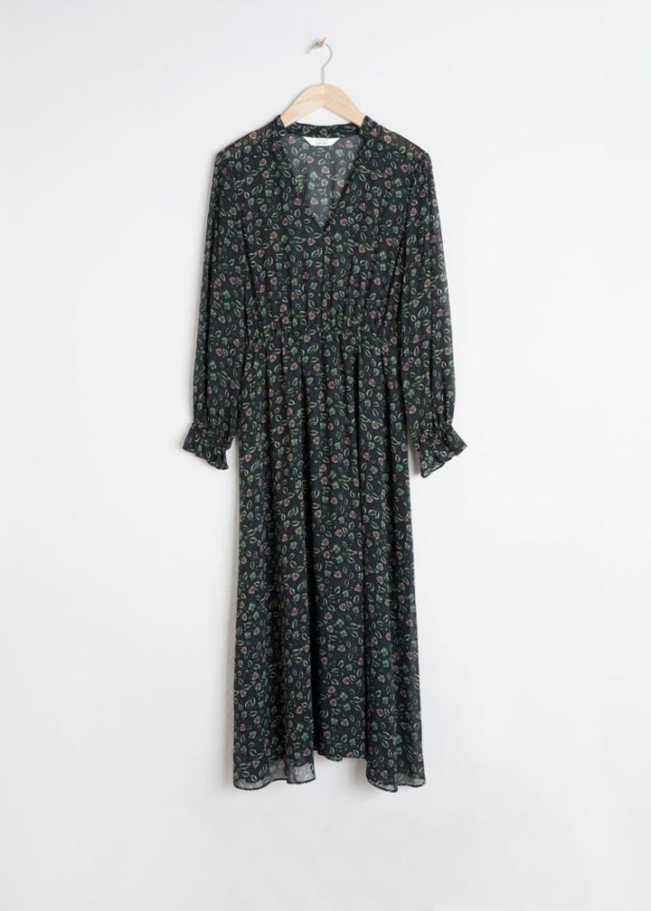 Other Stories V-cut Printed Midi Dress - Blue