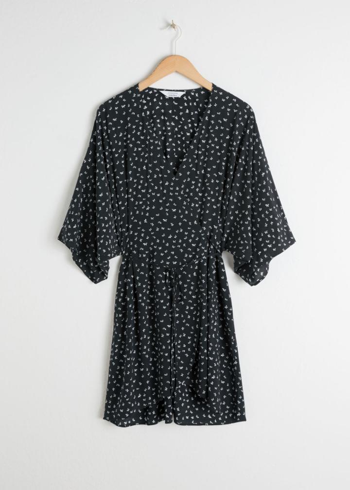 Other Stories Billowy Wrap Mini Dress - Black