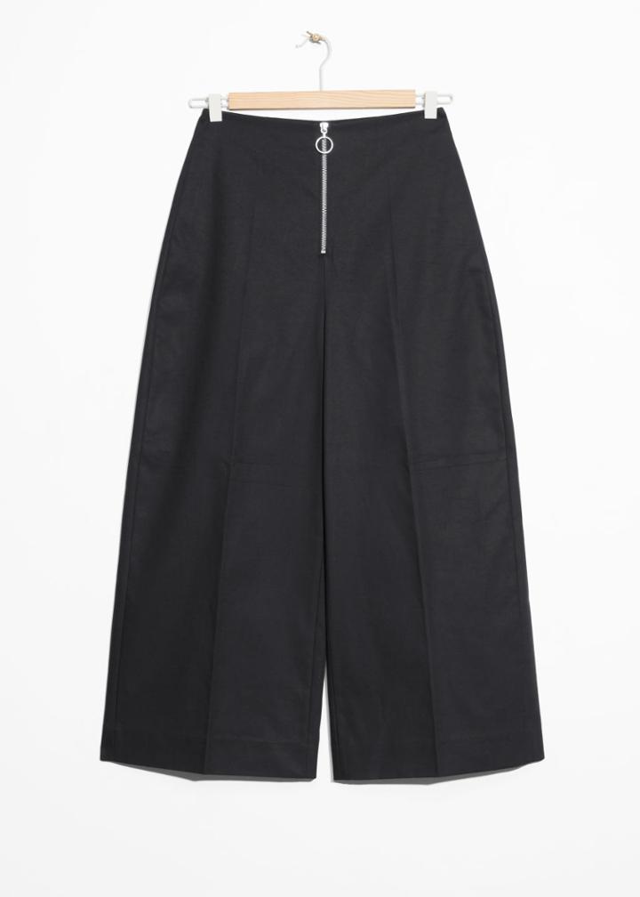 Other Stories O-ring Zipper Culotte Trousers - Black