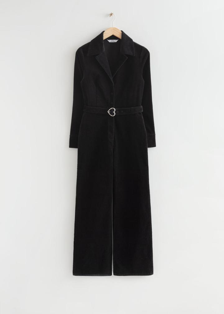 Other Stories Fitted '70s Corduroy Jumpsuit - Black