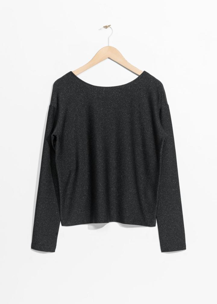Other Stories Scooped Back Top - Black