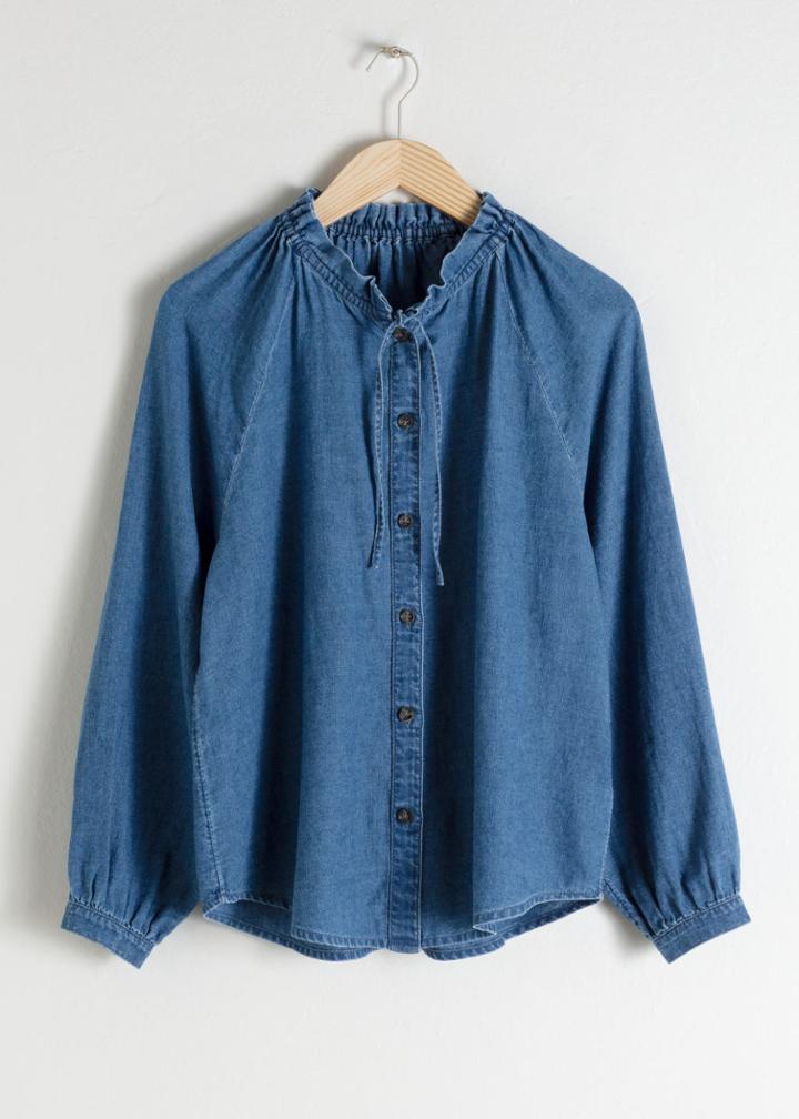 Other Stories Raglan Denim Blouse - Blue