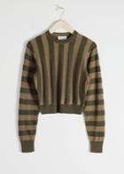 Other Stories Cropped Glitter Stripe Sweater - Green