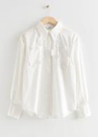Other Stories Butterfly Embroidered Puff Sleeve Blouse - White